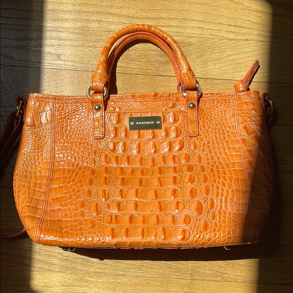 Brahmin Orange Crocodile Embossed Women's Bag